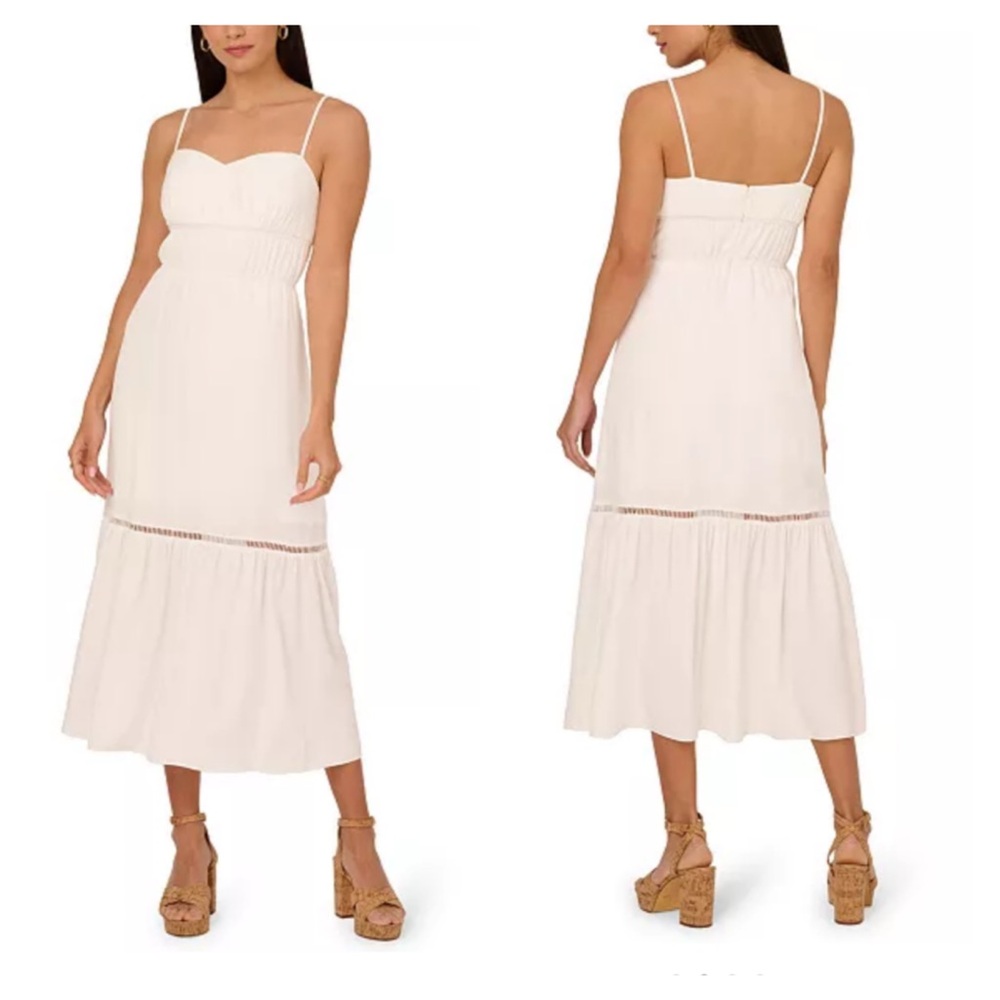NEW Adrianna Papell Ivory Midi Dress 8 NWT